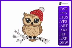 Kawaii Christmas Owl Embroidery Designs For Machine Product Image 1