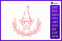 Line Art Christmas Elf Embroidery Designs For Machine Product Image 1