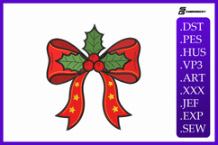 Christmas Holly Bow Embroidery Designs For Machine Product Image 1