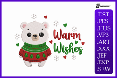 "Warm Wishes" Christmas Bear Embroidery Designs Product Image 1