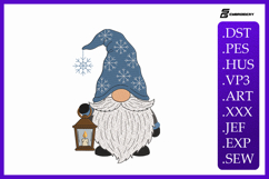 Christmas Gnome Holding Lantern Embroidery Designs F Product Image 1