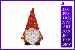 Christmas Lights Gnome Embroidery Designs For Machine Product Image 1