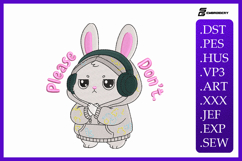 Kawaii Funny Bunny - Please Don't Embroidery Designs Product Image 1