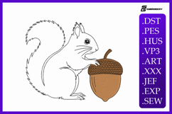 Minimalist Outline Squirrel and Acorn Embroidery Designs Product Image 1