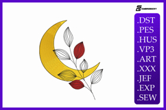 Moon and Leaves Embroidery Designs For Machine Product Image 1