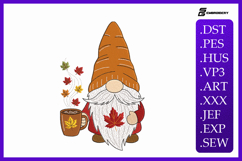Fall Gnome with Coffee Embroidery Designs For Machine Product Image 1