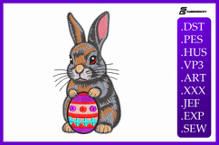 Cute Easter Bunny Holding Egg Machine Embroidery Design Product Image 1