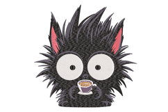Funny Coffee Cat Machine Embroidery Design Product Image 1