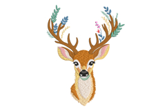 Deer with Flowers Machine Embroidery Design Product Image 1