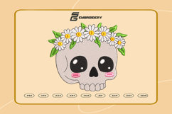 Kawaii Skull with Daisy Crown Embroidery Designs For Machine Product Image 1