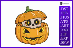 Skull Popping Out of Pumpkin Embroidery Designs For Machine Product Image 1