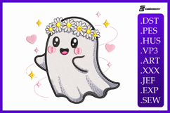 Cute Floral Ghost Embroidery Designs For Machine Product Image 1