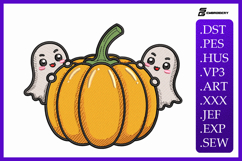 Kawaii Ghosts with Pumpkin Machine Embroidery Designs Product Image 1