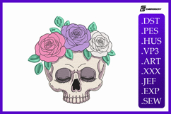 Rose Skull Embroidery Designs For Machine Product Image 1