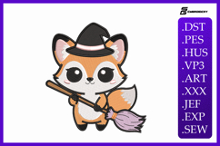 Cute Witch Fox Embroidery Designs For Machine Product Image 1