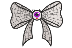 Halloween Eyeball Spiderweb Bow Machine Embroidery Design Product Image 1