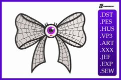 Halloween Eyeball Spiderweb Bow Machine Embroidery Design Product Image 1