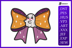 Halloween Ghost Bow Machine Embroidery Design Product Image 1