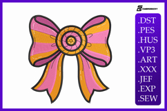 Candy-Striped Bow Machine Embroidery Design Product Image 1