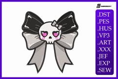 Kawaii Skull Bow Machine Embroidery Design Product Image 1