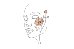 Line Art Face with Flower Embroidery Designs For Machine Product Image 1