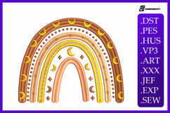 Boho Moon Rainbow Embroidery Design For Machine Product Image 1