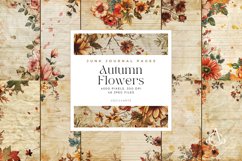 Shabby Autumn Flowers Junk Journal Pages Bundle Product Image 1