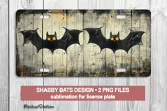 Shabby Bats License Plate PNG | Halloween Car Plate Design Product Image 1