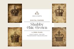 4 Shabby Chic Crown Junk Journal Papers Product Image 1