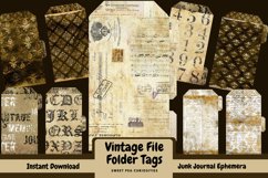 Vintage File Folder Tags, Junk Journal, Ephemera Product Image 1