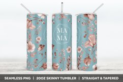 Shabby Chic Floral Mama Tumbler Sublimation Seamless PNG