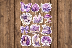 Shabby Chic Purple Printable Stickers - PNG Sticker Sheet