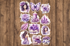 Shabby Chic Purple Printable Stickers - PNG Sticker Sheet