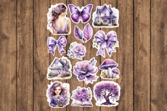 Shabby Chic Purple Printable Stickers - PNG Sticker Sheet