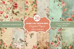 Vintage Shabby Chic Digital Paper Bundle Product Image 1