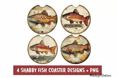 Fishing Car Coaster PNG | Ocean Fish Round Sublimation Product Image 1