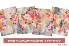 Shabby Floral Fantasy Backgrounds, Vintage Digital Papers Product Image 1