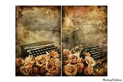 Vintage Shabby Old Paper &amp; Typewriter Junk Journal Half Page Product Image 2