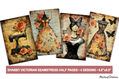 Victorian Seamstress Junk Journal Pages | Fashion Printable Product Image 1