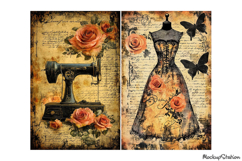 Victorian Seamstress Junk Journal Pages | Fashion Printable Product Image 2