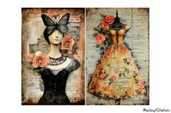 Victorian Seamstress Junk Journal Pages | Fashion Printable Product Image 3