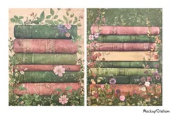 Old Shabby Books Floral Papers, Vintage Junk Journal Pages Product Image 3