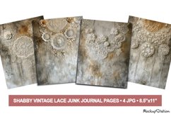 Vintage Shabby Lace Background Junk Journal Pages, Scrapbook Product Image 1