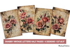 Vintage Old Letter Papers Floral Junk Journal JPG Product Image 1