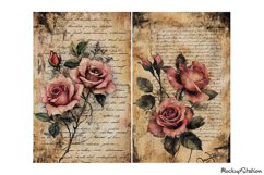 Vintage Old Letter Papers Floral Junk Journal JPG Product Image 2