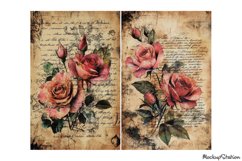 Vintage Old Letter Papers Floral Junk Journal JPG Product Image 3