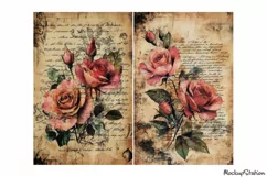 Vintage Old Letter Papers Floral Junk Journal JPG Product Image 3