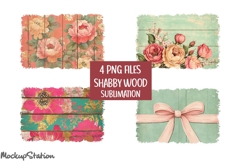 Shabby Wood Sublimation Background PNG | Floral Patches Product Image 1