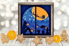 shadow box on christmas lights background