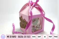 Shaker Box Baby Girl Bear svg template shaker box baby shower sv for cricut and silhoette cameo bear baby girl gift box gender reveals box with window